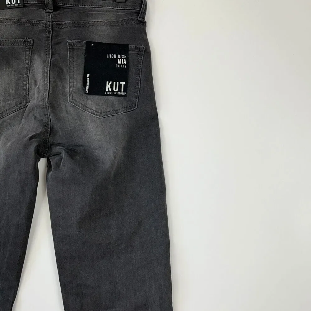 Kut From The Kloth Mia High‎ Rise Skinny Jeans Size 00 NWT Black Embroidered